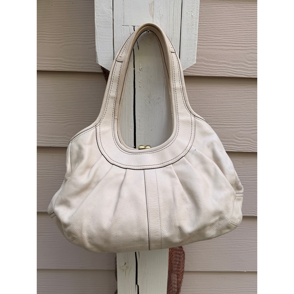 Coach Ergo Pleated Kisslock Shoulder Bag Ivory Leathe… - Gem